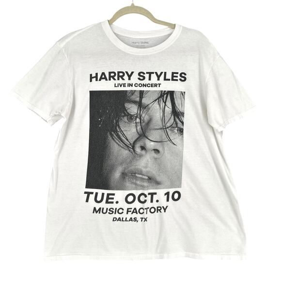 Tops - Harry Styles White Concert Graphic Tour Dallas 2017 Unisex T-Shirt Large